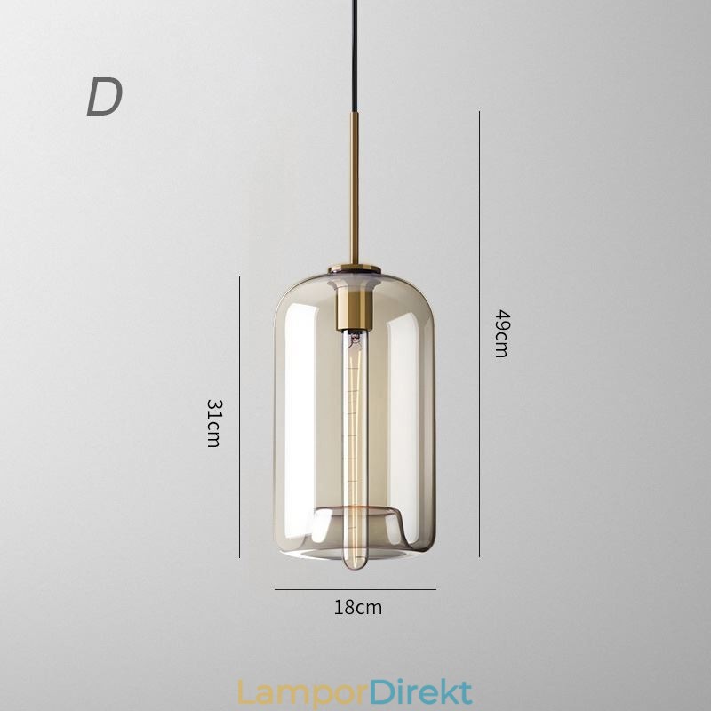 Glas Pendellampa Minimalistisk Cognac Färg Dekorativ Glasarmatur