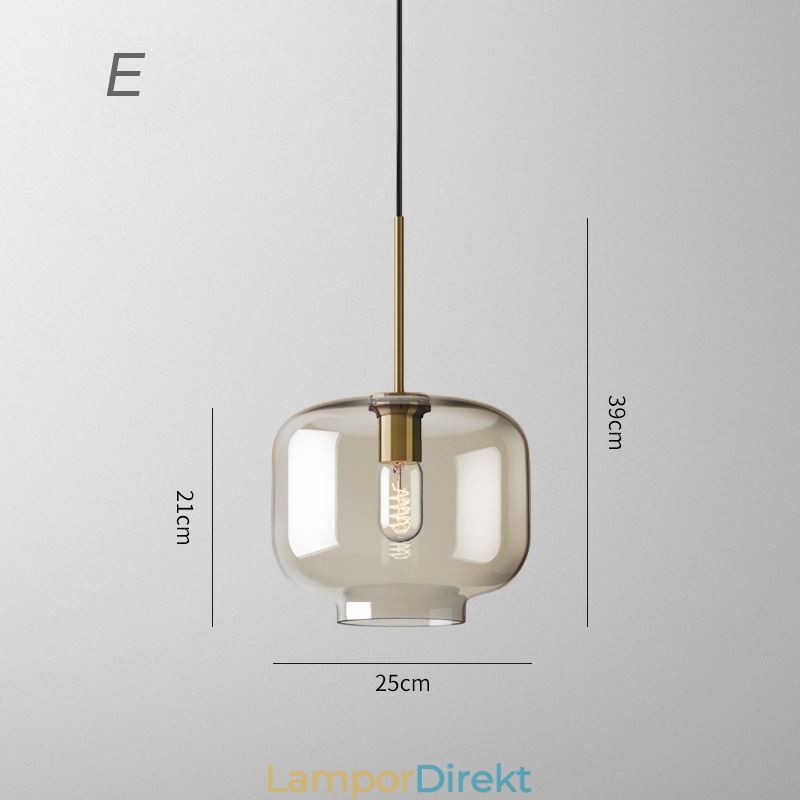 Glas Pendellampa Minimalistisk Cognac Färg Dekorativ Glasarmatur