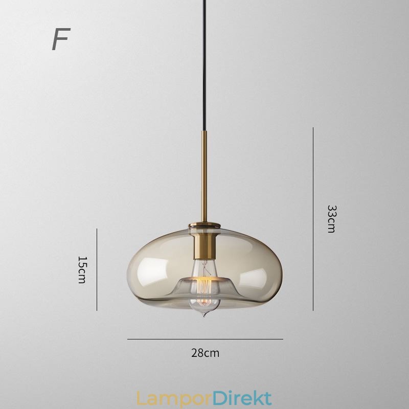 Glas Pendellampa Minimalistisk Cognac Färg Dekorativ Glasarmatur
