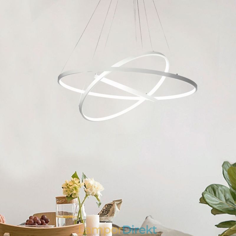 Modern Taklampa Aluminium Svart 3-Ring Hänglampa