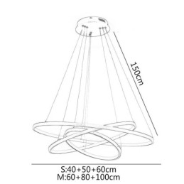 Modern Taklampa Aluminium Svart 3-Ring Hänglampa
