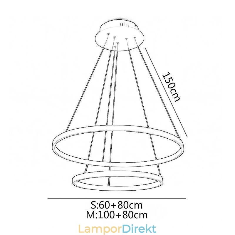 Modern Enkel Taklampa Aluminium Dubbelring Hängande Ljus