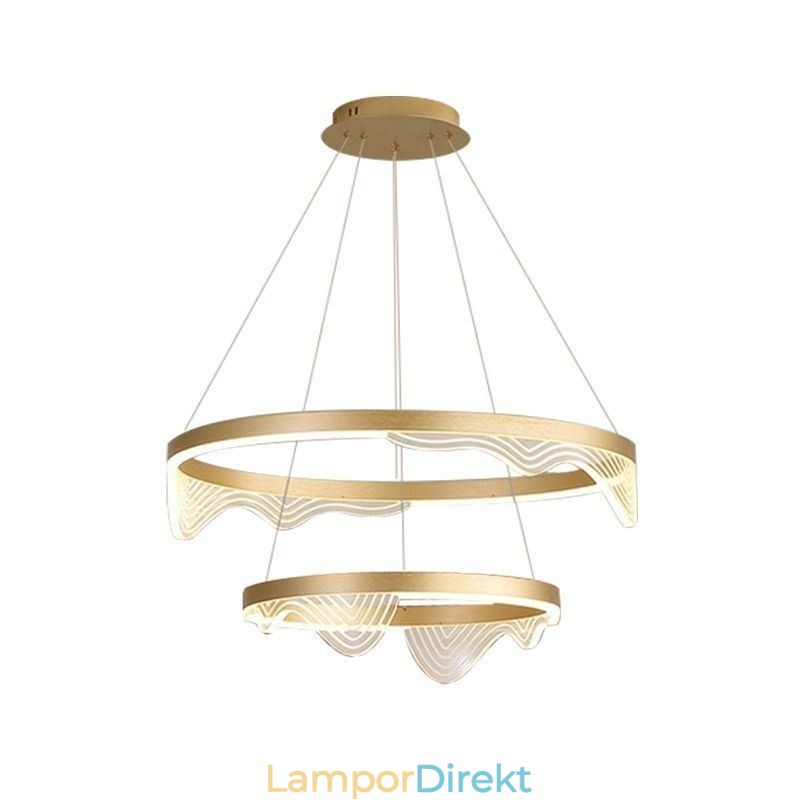 Golden Wave Ripple Pendellampa Taklampa 2 Light