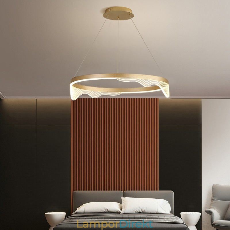 Nordic Aluminium Pendellampa Golden Wave Ripple Hanging Light