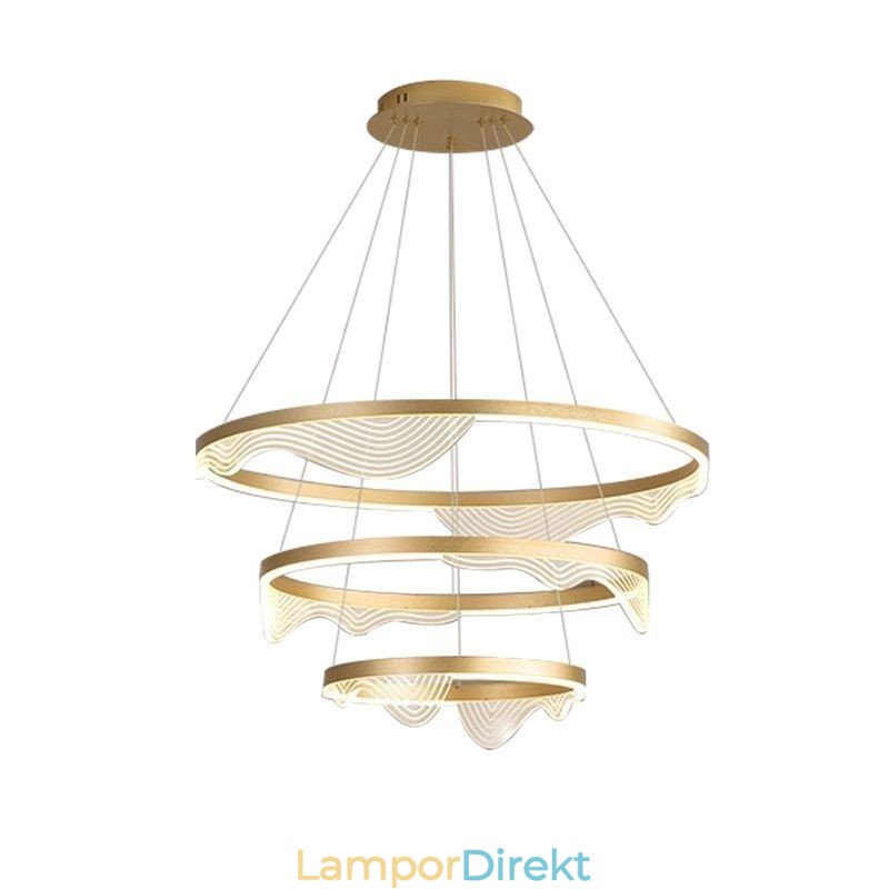 Pendellampa Golden Wave Ripple Hanging Light 3 Light
