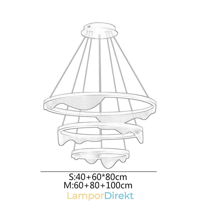 Pendellampa Golden Wave Ripple Hanging Light 3 Light