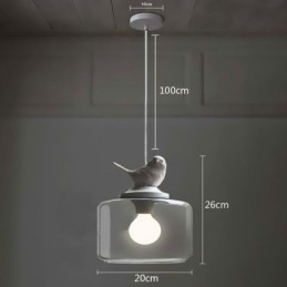 Retro Stil Glas Taklampa Little Bird Dekorativ Belysning