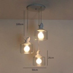 Retro Stil Glas Taklampa Little Bird Dekorativ Belysning