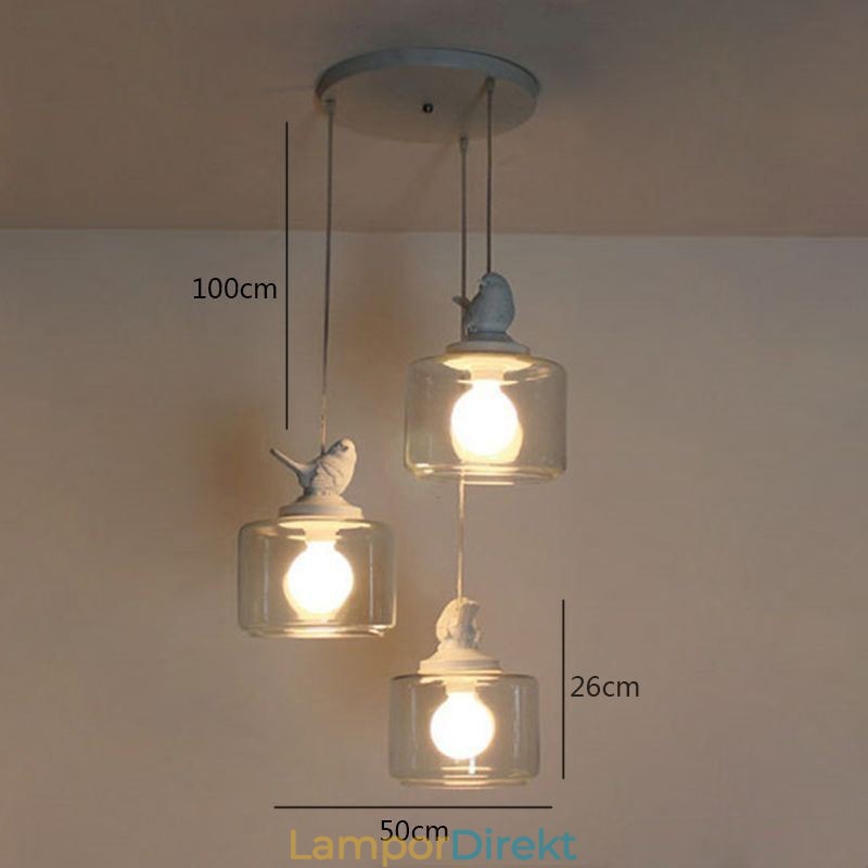 Retro Stil Glas Taklampa Little Bird Dekorativ Belysning