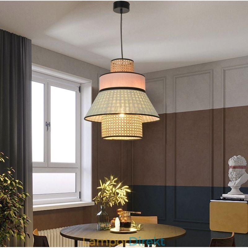 1 Ljus Klänning Lampskärm Hängande Lampa Bambu Väv Belysning