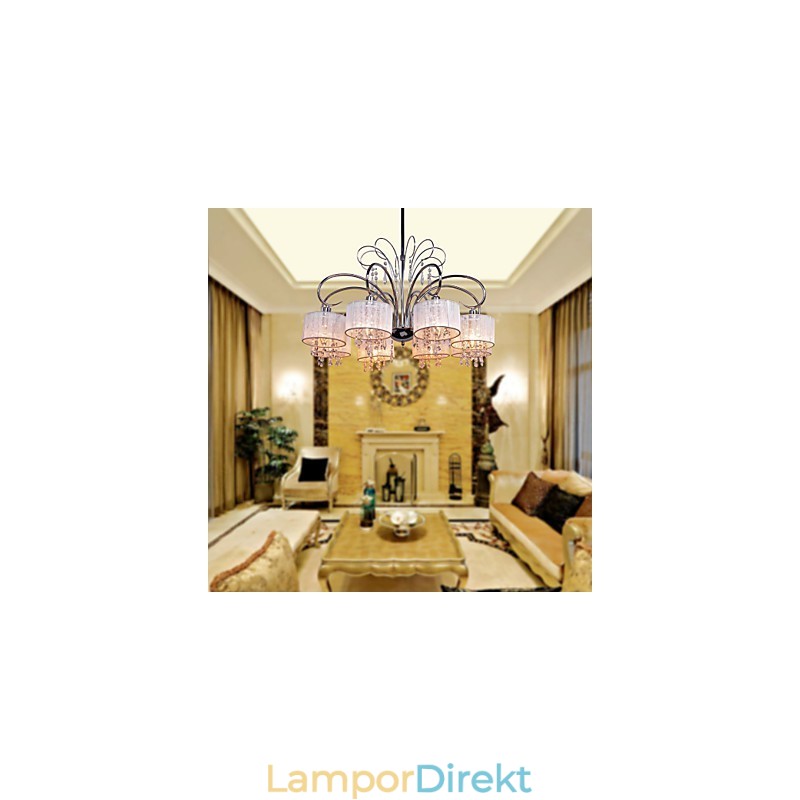 Modern Och Modern Kristallkrona I Krommetall