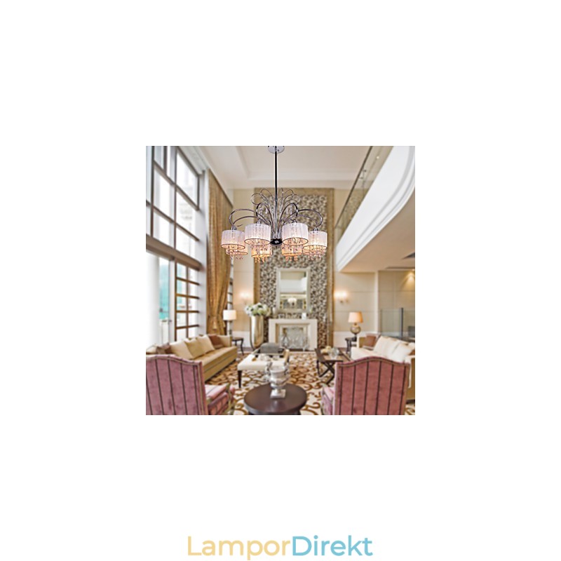 Modern Och Modern Kristallkrona I Krommetall