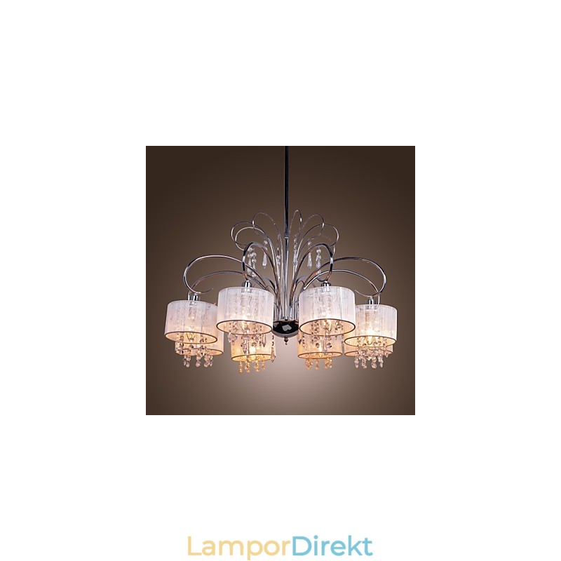 Modern Och Modern Kristallkrona I Krommetall