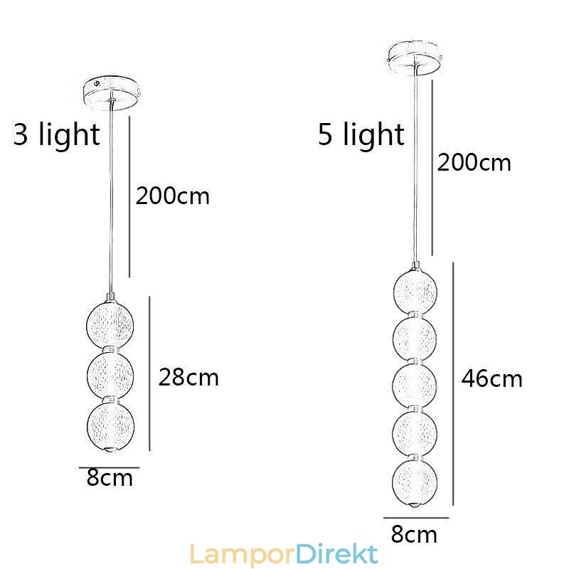 Pendellampa Dekorativ Belysning Med Pärlor I Akryl