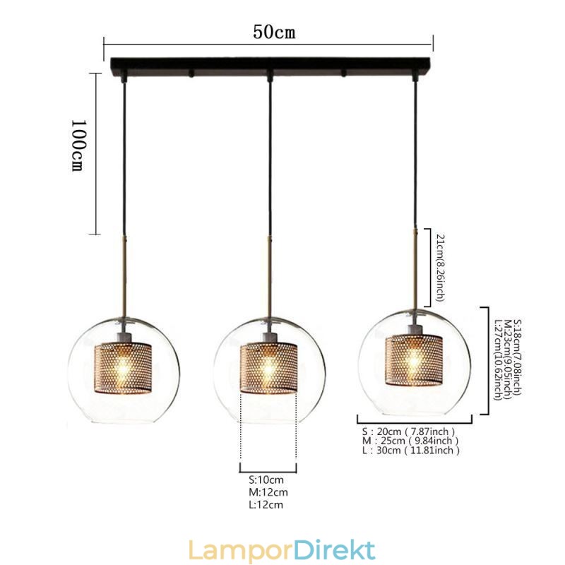 Minimalistisk Glas Cluster Pendel Light 3 Light Ceiling Light Island