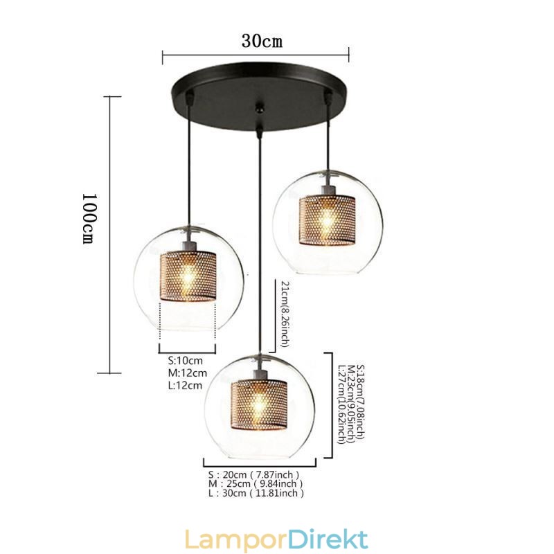 Minimalistisk Glas Cluster Pendel Light 3 Light Ceiling Light Island