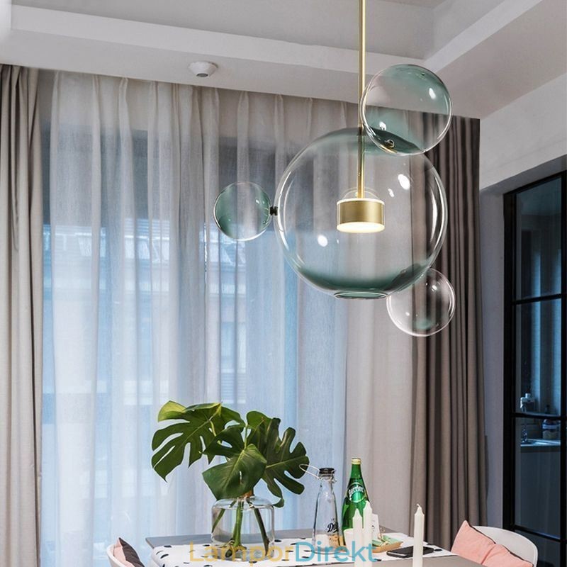 Taklampa Glas Bubble Tak Ljus Gradient Grön Lampa