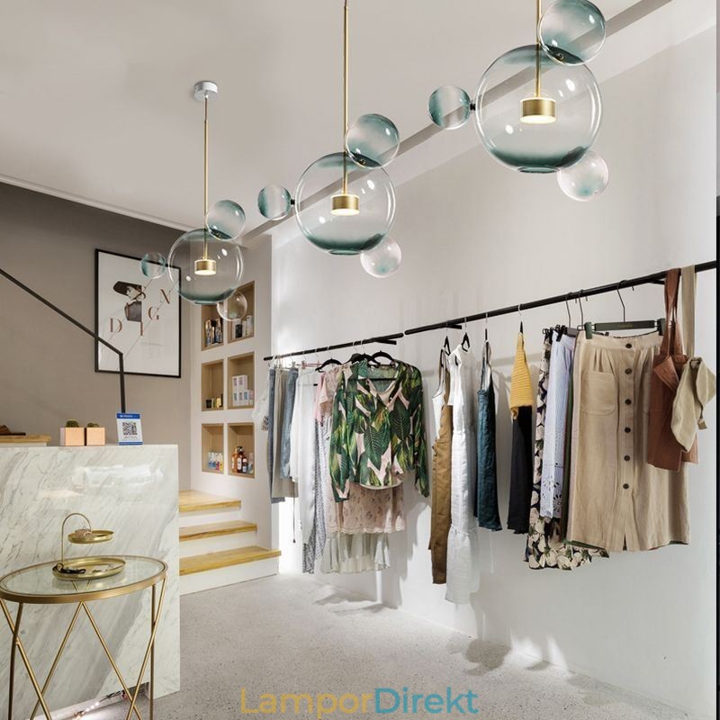 Taklampa Glas Bubble Tak Ljus Gradient Grön Lampa