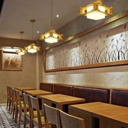 Nordic Style Ek Pendellampa Med Frostat Glas Lampskärm Cafe