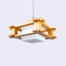 Nordic Style Ek Pendellampa Med Frostat Glas Lampskärm Cafe