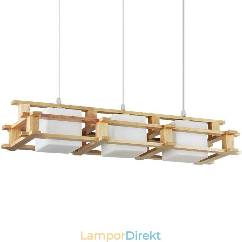 Creative 3 Lights Ek Pendellampa Dekorativt Trä Takljus Cafe