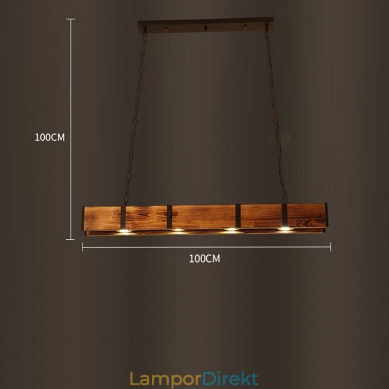 Industriell Stil Taklampa Rektangel Trä Tak Ljus Ö