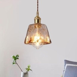 Unik Mini Glas Taklampa Japansk Stil Bärnstensfärgad Dekorativ Belysning