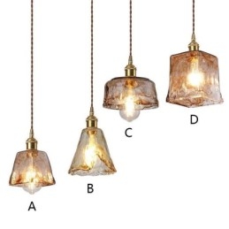 Unik Mini Glas Taklampa Japansk Stil Bärnstensfärgad Dekorativ Belysning