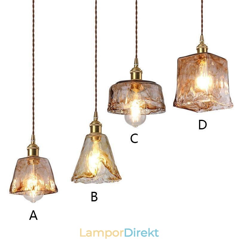 Unik Mini Glas Taklampa Japansk Stil Bärnstensfärgad Dekorativ Belysning