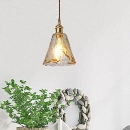 Unik Mini Glas Taklampa Japansk Stil Bärnstensfärgad Dekorativ Belysning