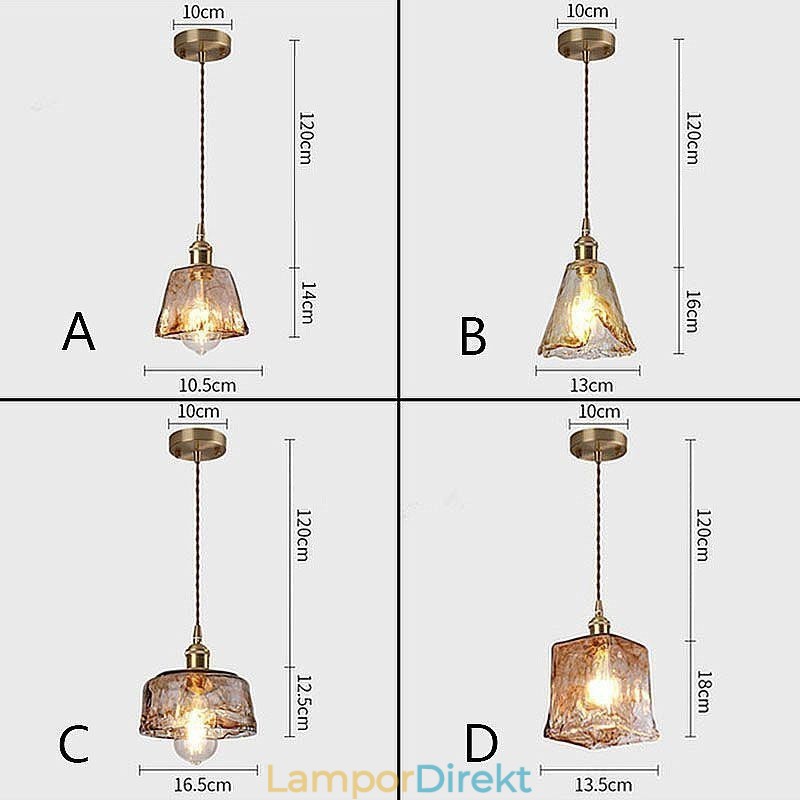 Unik Mini Glas Taklampa Japansk Stil Bärnstensfärgad Dekorativ Belysning
