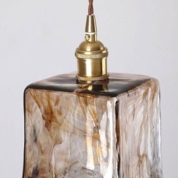 Unik Mini Glas Taklampa Japansk Stil Bärnstensfärgad Dekorativ Belysning