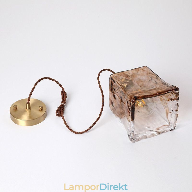 Unik Mini Glas Taklampa Japansk Stil Bärnstensfärgad Dekorativ Belysning