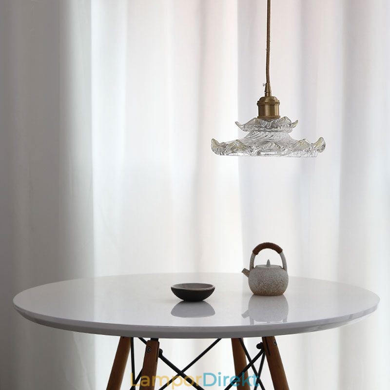 Pendellampa I Japansk Stil Lotus Pendellampa I Glas