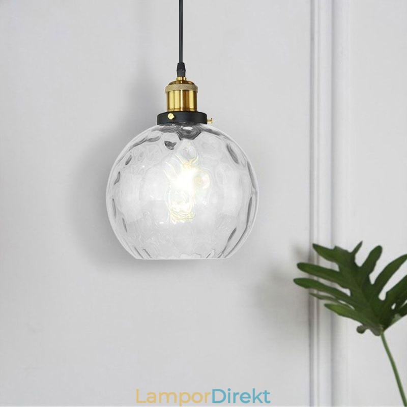 Contemporary Glass Pendel Light Runt Vatten Mönster Glas Pendel Lampa