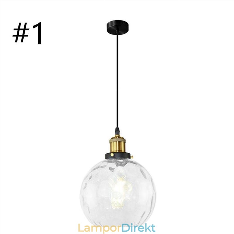 Contemporary Glass Pendel Light Runt Vatten Mönster Glas Pendel Lampa