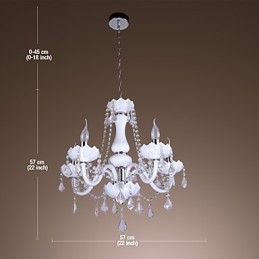 Elegant Kristallkrona Med 5 Ljus I Vitt