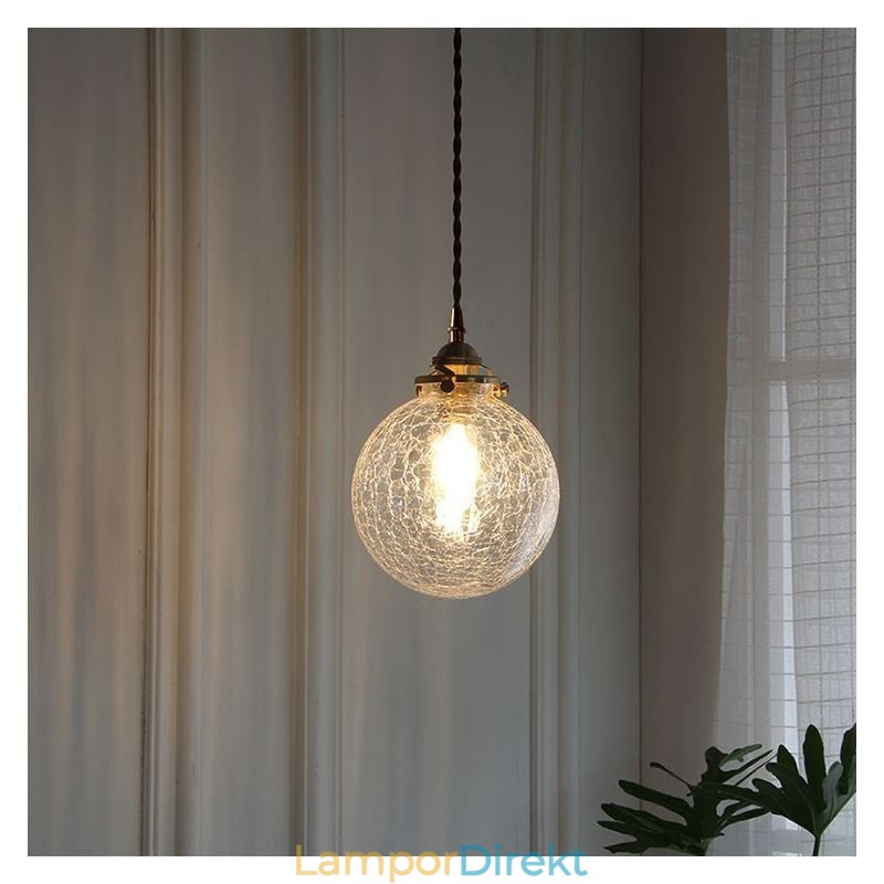 Glas Pendellampa Modern Crackle Taklampa