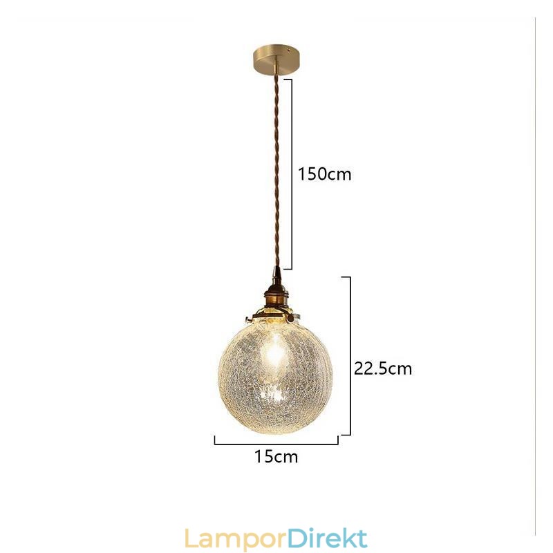 Glas Pendellampa Modern Crackle Taklampa