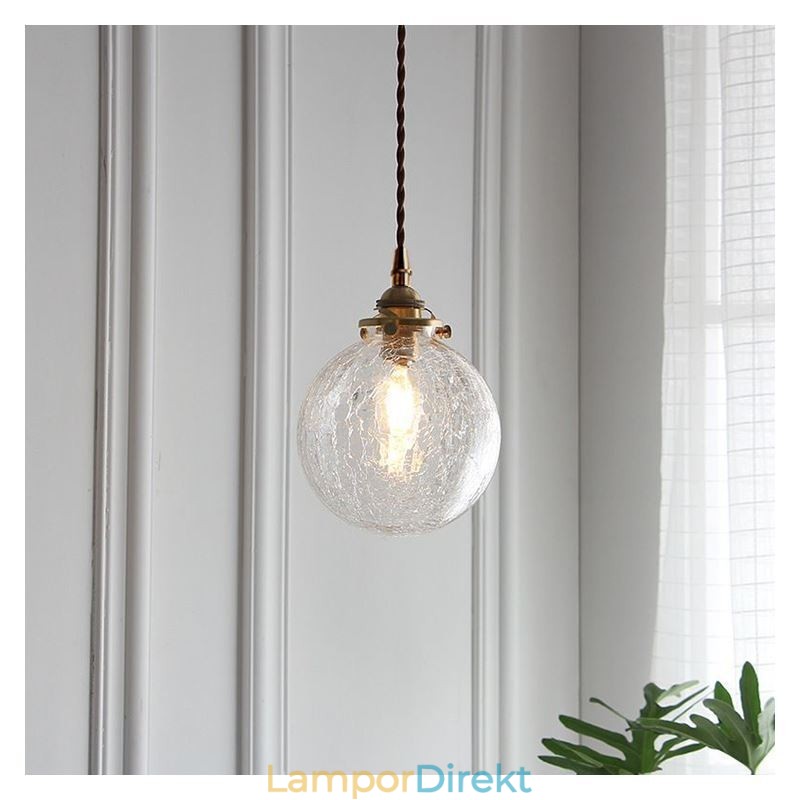 Glas Pendellampa Modern Crackle Taklampa