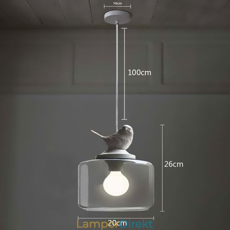 Retro Stil Glas Taklampa Little Bird Dekorativ Belysning