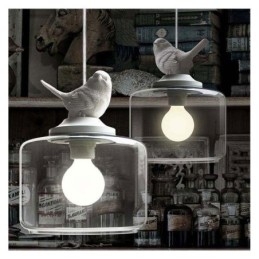 Retro Stil Glas Taklampa Little Bird Dekorativ Belysning