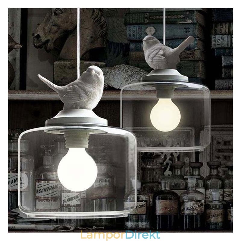 Retro Stil Glas Taklampa Little Bird Dekorativ Belysning