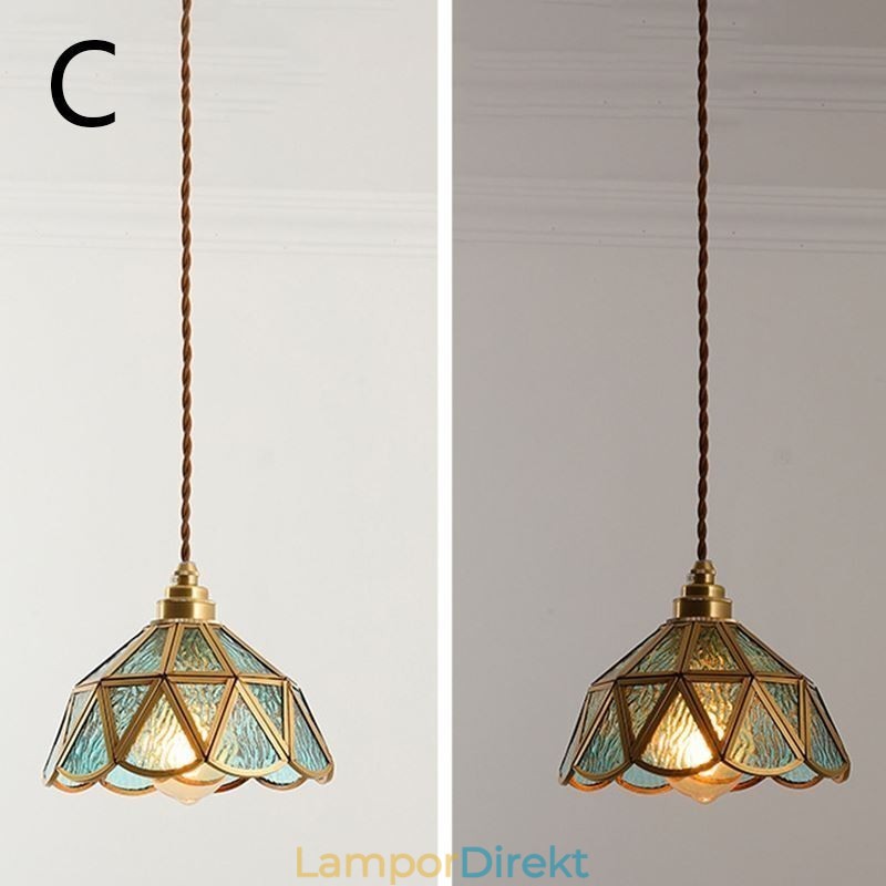 Retro Taklampa I Glas I Japansk Stil