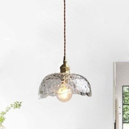 Oregelbunden Taklampa I Mässingsglas Hammarglastaklampa