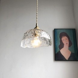 Oregelbunden Taklampa I Mässingsglas Hammarglastaklampa