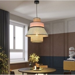 1 Ljus Klänning Lampskärm Hängande Lampa Bambu Väv Belysning