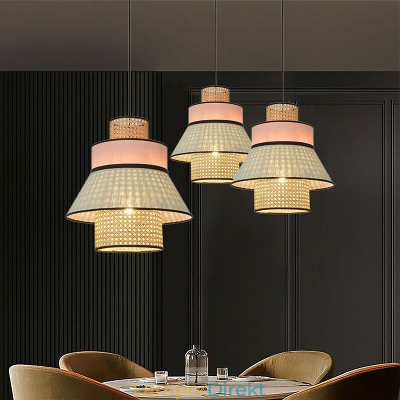 1 Ljus Klänning Lampskärm Hängande Lampa Bambu Väv Belysning