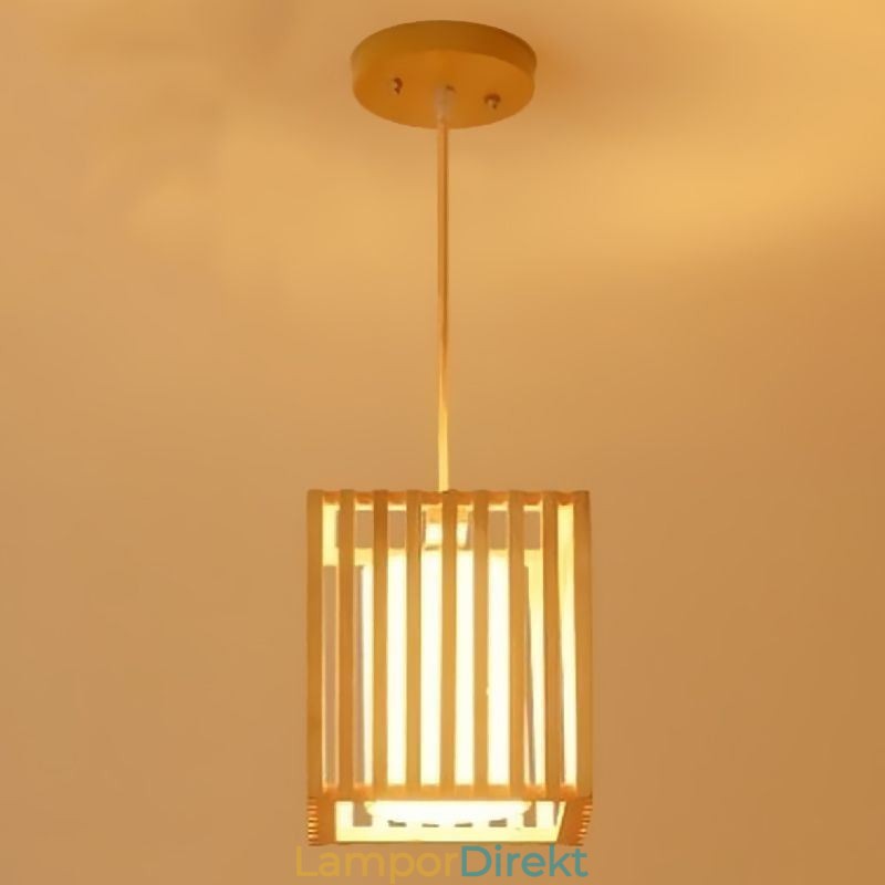 Minimalistisk Taklampa I Träbur