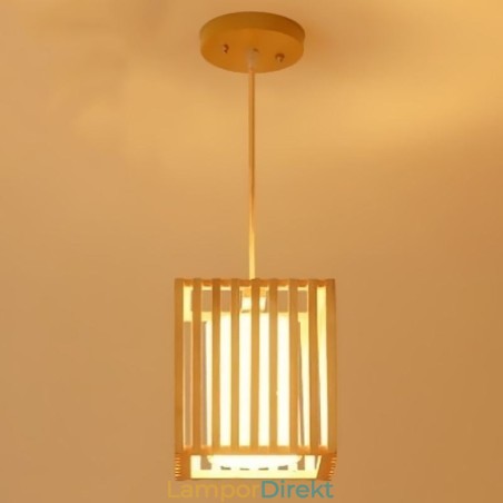 Minimalistisk Taklampa I Träbur Minimalistisk Taklampa I Träbur